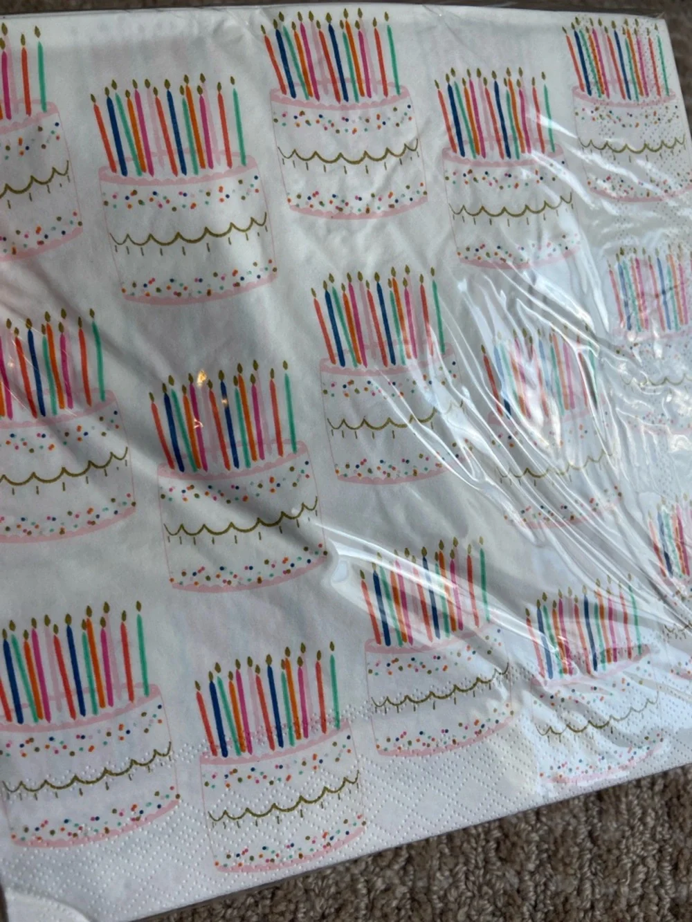 Bundle of 3 Birthday Cake‎ Napkins with Colorful Candle Design